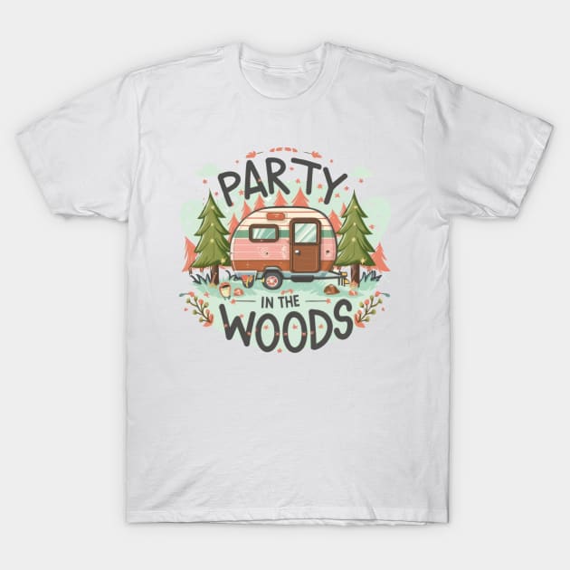 Party in the Woods text vith vintage van T-Shirt by byNIKA